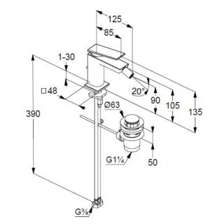 Смеситель для биде Kludi Decus 542173975 чёрный матовый